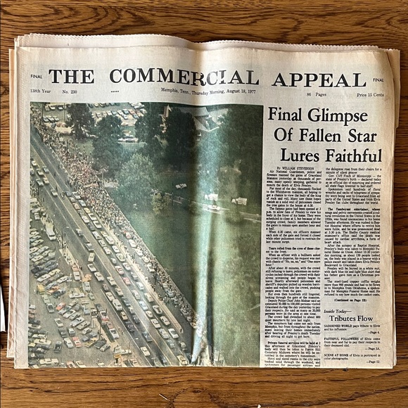 Vintage Commercial Appeal 4 Days Elvis Presley Death Coverage Newspapers - Picture 4 of 6